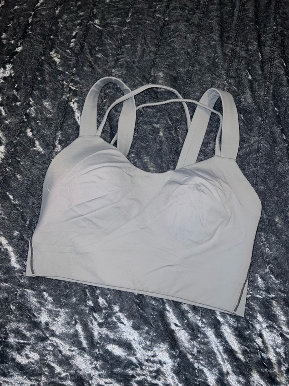 lululemon athletica Light Gray Strappy Longline Sports Bra
